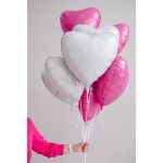 Pembe Uçan Kalp Balon Demeti